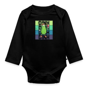 Pickelball Pickle Schläger Gurke Lustig - Baby Bio-Langarm-Body - Schwarz - Vorne