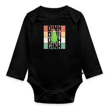 Pickelball Pickle Schläger Gurke Lustig - Baby Bio-Langarm-Body - Schwarz - Vorne