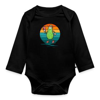 Pickle Gurke Pickelball Lustig Schläger - Baby Bio-Langarm-Body - Schwarz - Vorne
