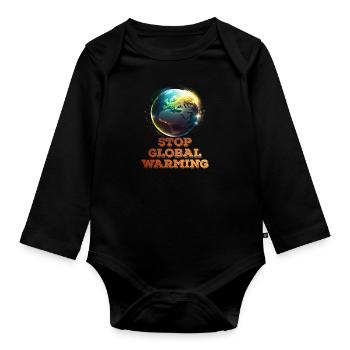 Activiste pour le climat Stop au réchauffement climatique Save the Earth - Body Bébé bio manches longues - noir - Devant