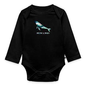 Rettet die Wale Artenschutz und Tierschutz - Baby Bio-Langarm-Body - Schwarz - Vorne