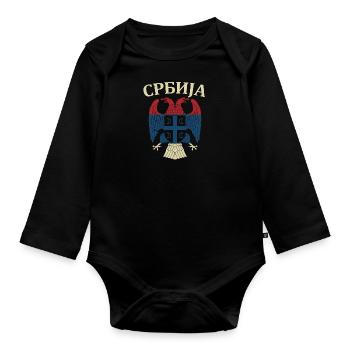 Srbija Serbia Serbian Serbian Yugoslavija Belgrade - Baby Bio-Langarm-Body - Schwarz - Vorne