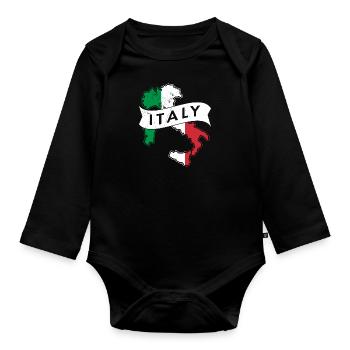Italy Home National Origin Italians - Organic Longsleeve Baby Bodysuit - black - Front