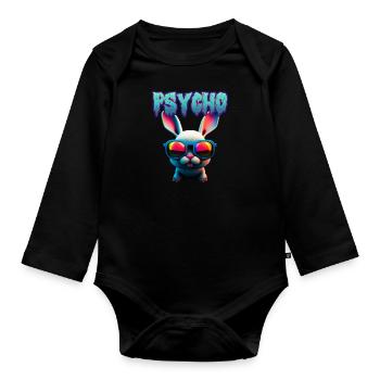 Psycho Lapin Joyeuses Pâques Lapin de Pâques Cool - Body Bébé bio manches longues - noir - Devant