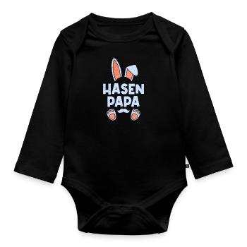 Papa Hase Osterhasen Dad Osterfreunde Daddy - Baby Bio-Langarm-Body - Schwarz - Vorne