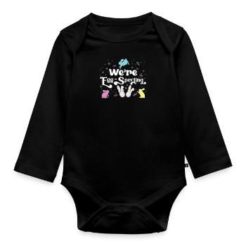 Pâques, nous observons les œufs pour les futurs parents - Body Bébé bio manches longues - noir - Devant