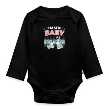 Baby Hase Osterhasen Cute Osterfreunde Kinder - Baby Bio-Langarm-Body - Schwarz - Vorne