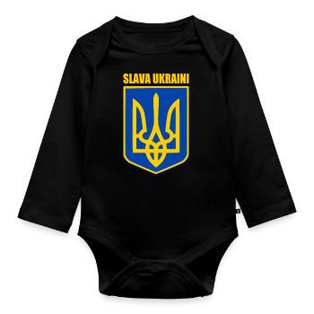 Slava ukraini - Body Bébé bio manches longues - noir - Devant