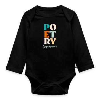 Poesie ist Therapie Gedichte Poeten Bücherliebe - Baby Bio-Langarm-Body - Schwarz - Vorne