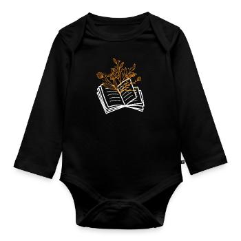Amateurs de livres Buchblume Amateurs de lecture - Body Bébé bio manches longues - noir - Devant