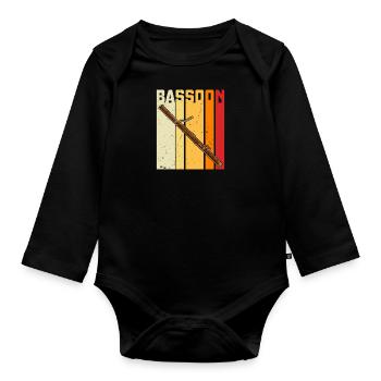 Musiker Musik Orchester Fagott Bassoon - Baby Bio-Langarm-Body - Schwarz - Vorne
