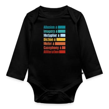 Book lovers Bookworms Books Reading enthusiasts - Organic Longsleeve Baby Bodysuit - black - Front