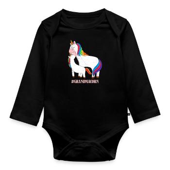 Omacorn Unicorn Fans Fête des mères Licorne Granny - Body Bébé bio manches longues - noir - Devant