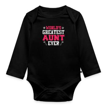 Worlds greatest Aunt beste Tante Muttertag - Baby Bio-Langarm-Body - Schwarz - Vorne