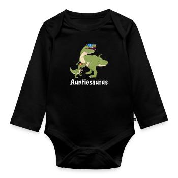 Tante Auntiesaurus Tante Fête des mères Fan de dinosaures - Body Bébé bio manches longues - noir - Devant