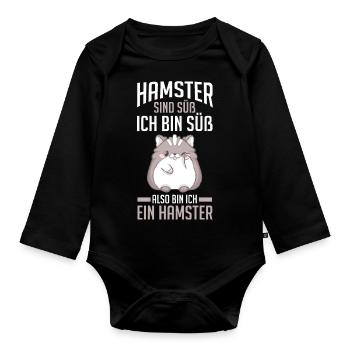 Nagetier Hamsterbesitzer Hamster - Baby Bio-Langarm-Body - Schwarz - Vorne