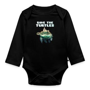 Save the Turtles Species Conservation Nature Conservation - Organic Longsleeve Baby Bodysuit - black - Front