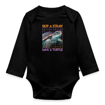 Save the turtles Save the Ocean Environmental Love - Organic Longsleeve Baby Bodysuit - black - Front