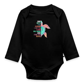 Amour environnemental Save the Ocean Turtle Bien-être animal - Body Bébé bio manches longues - noir - Devant