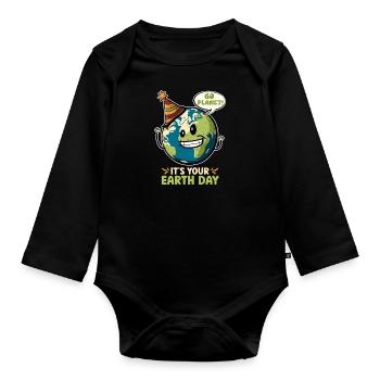 Earth Day Mission Earth & Climate Protection Environment - Organic Longsleeve Baby Bodysuit - black - Front