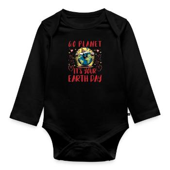 Mission Earth Conservation Earth Day Environment - Organic Longsleeve Baby Bodysuit - black - Front