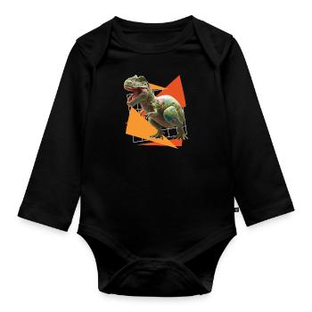 Eggspert Ostereier Suche Dinsosaurier Osterhasen - Baby Bio-Langarm-Body - Schwarz - Vorne