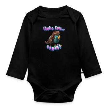 Frohe Ostern...ups! Dinosaurier Ostern Bunny - Baby Bio-Langarm-Body - Schwarz - Vorne