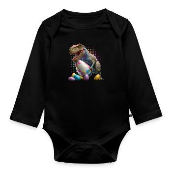 Eggspert Eiersuche Dinosaurier Ostereier - Baby Bio-Langarm-Body - Schwarz - Vorne