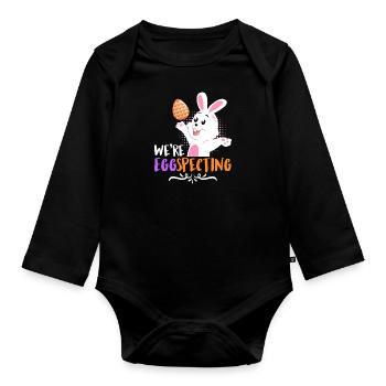 Egg-Specting Easter Bunny Easter Eggs Easter - Organic Longsleeve Baby Bodysuit - black - Front