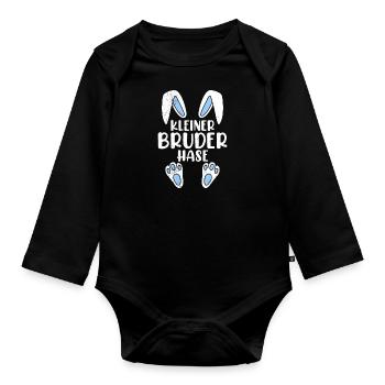 Bruder Hase Osterhasen Osterfreunde Kinder - Baby Bio-Langarm-Body - Schwarz - Vorne