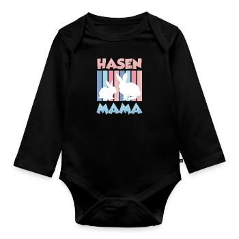 Hasen Mama Hase Osterhasen Osterfreunde Ostern - Baby Bio-Langarm-Body - Schwarz - Vorne
