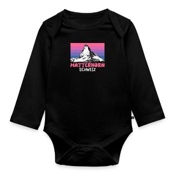 Matterhorn Bergsteiger Summit Wandern klettern - Baby Bio-Langarm-Body - Schwarz - Vorne