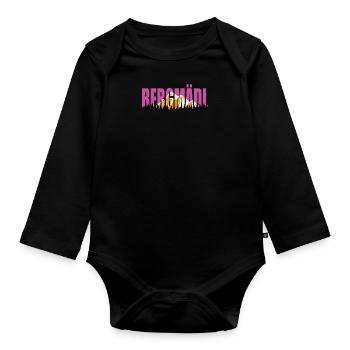 Bergfan Bergmädl Bergsteiger Wanderer klettern - Baby Bio-Langarm-Body - Schwarz - Vorne