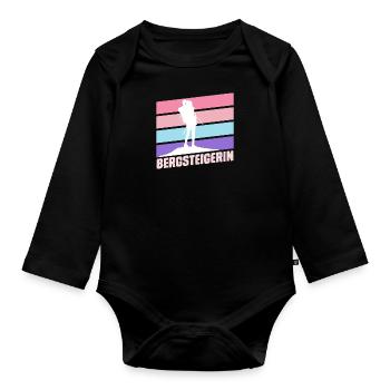 Bergsteigerin klettern Bergkraxlerin Wandern Berge - Baby Bio-Langarm-Body - Schwarz - Vorne