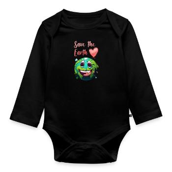 Sauver la Terre Protection de l’environnement et conservation des espèces - Body Bébé bio manches longues - noir - Devant