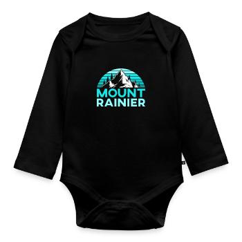 Mount Rainier Bergsteiger Gipfelsport Wandern - Baby Bio-Langarm-Body - Schwarz - Vorne