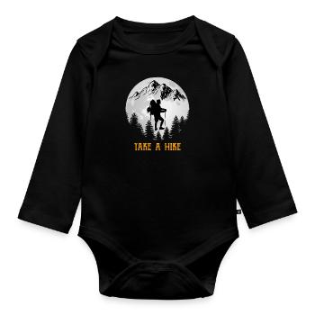 Take a Hike Bergfan Wanderer Wandern - Baby Bio-Langarm-Body - Schwarz - Vorne