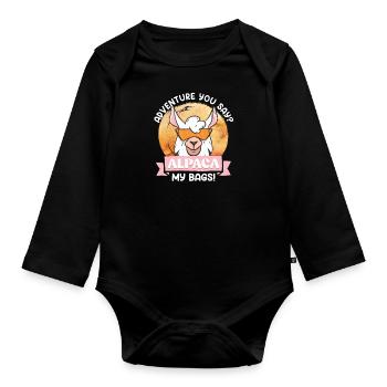 Alpaca my Bags lustig Bergsteiger Bergfan - Baby Bio-Langarm-Body - Schwarz - Vorne