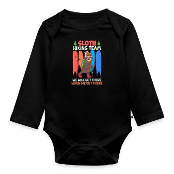 Hiking team, mountaineer, hiker, funny, mountain fan - Organic Longsleeve Baby Bodysuit - black - Front