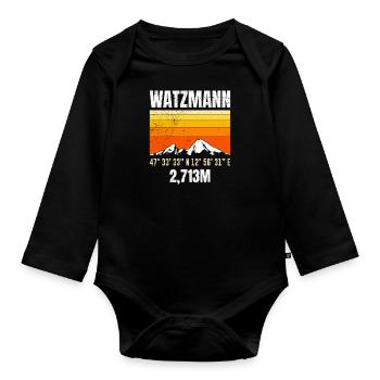 Watzmann Bergsteiger klettern Wanderer Berge - Baby Bio-Langarm-Body - Schwarz - Vorne