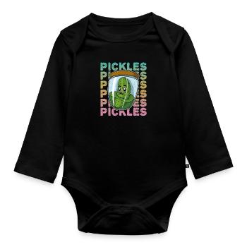 Gherkins Saying Glass Food Kitchen Fruit - Organic Longsleeve Baby Bodysuit - black - Front