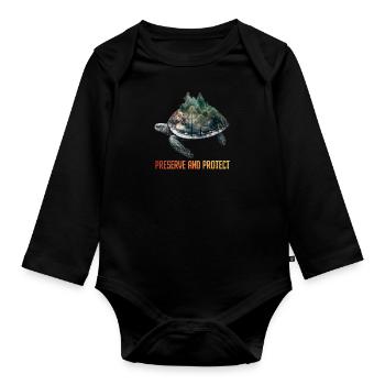 Species protection, endangered animals, nature - Organic Longsleeve Baby Bodysuit - black - Front