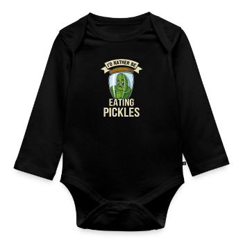 Concombres, cornichons, cornichons, fruits, aliments - Body Bébé bio manches longues - noir - Devant