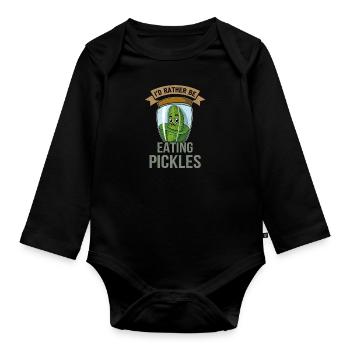 Concombres, cornichons, cornichons, fruits, aliments - Body Bébé bio manches longues - noir - Devant