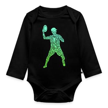 Disc Golf Spieler Symbole Jungen Discgolf - Baby Bio-Langarm-Body - Schwarz - Vorne