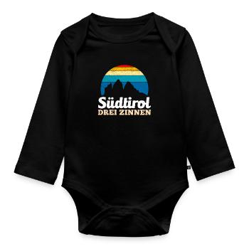 Drei Zinnen Südtirol Bergsteiger und Wanderer - Baby Bio-Langarm-Body - Schwarz - Vorne