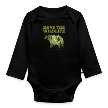 Sauvez la Terre Protection de l’environnement Conservation des espèces Journée de la Terre - Body Bébé bio manches longues - noir - Devant