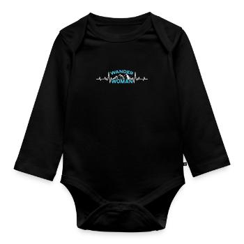 Hiking Woman Mountain Fan Hiker Women Hiking - Organic Longsleeve Baby Bodysuit - black - Front