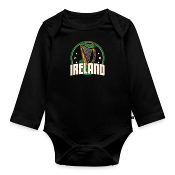 Keltische Harfe Irland Musik Schule Musiker - Baby Bio-Langarm-Body - Schwarz - Vorne