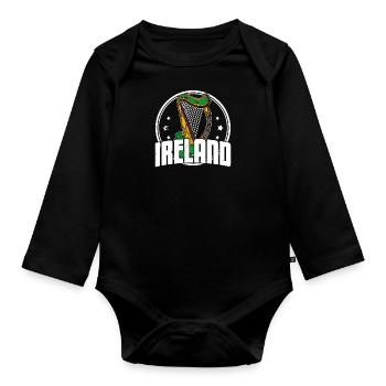 Keltische Harfe Irland Musik Schule Musiker - Baby Bio-Langarm-Body - Schwarz - Vorne